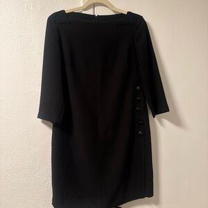 Banana Republic Black Long-Sleeve Shift Dress with Side Buttons
